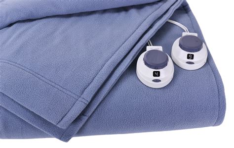 Soft Heat Luxury Micro-Fleece Low-Voltage Electric Heated Queen Size Blanket, Slate Blue ...