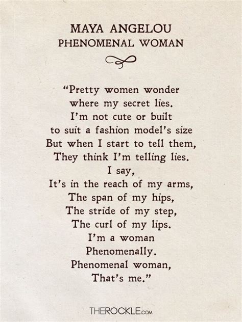 Poem Phenomenal Woman By Maya Angelou