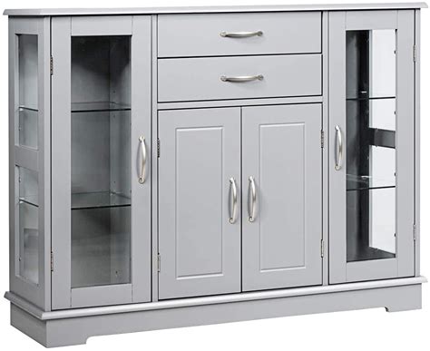 Sideboard Buffet Server Storage Cabinet W/ 2 Drawers, 3 Cabinets and ...