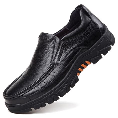 Men Genuine Leather Waterproof Non-Slip Soft Slip-On Casual Shoes - CBK ...