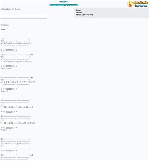 Chord: Bruises - Band of Skulls - tab, song lyric, sheet, guitar, ukulele | chords.vip