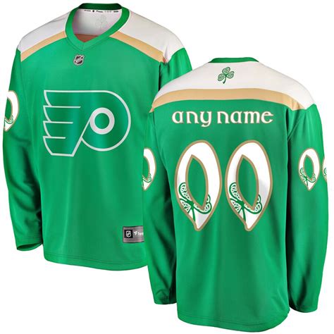 Fanatics Branded Philadelphia Flyers Green 2019 St. Patrick's Day Replica Custom Jersey