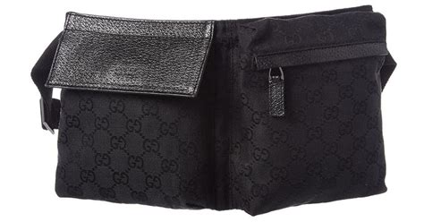 Gucci Black GG Canvas & Leather Waist Pouch - Lyst