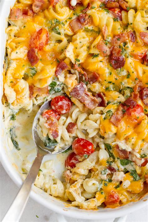 Cheesy Chicken Pasta Casserole Recipe with Spinach and Bacon – Chicken ...