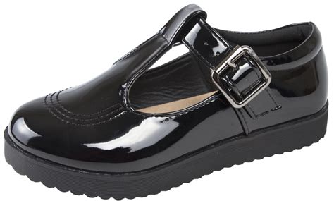 Girls Black Patent School Shoes Chunky Platforms Flat Sole Flatforms Kids Size | eBay