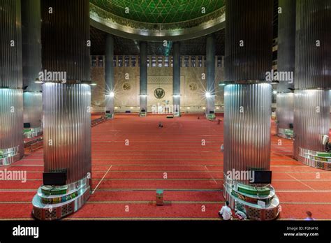 Interior of the Istiqlal Mosque, or Masjid Istiqlal, in Jakarta - the Stock Photo, Royalty Free ...