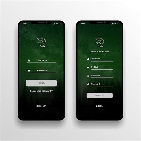 Tela de login do aplicativo de design Ui / Ux | Vetor Premium