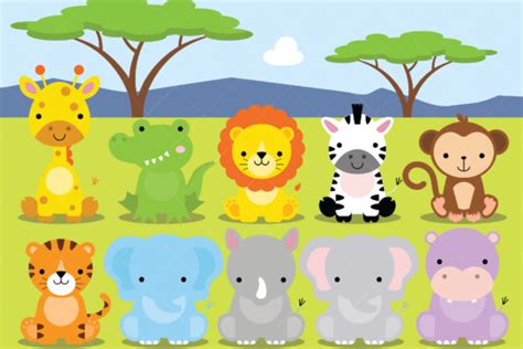 African Animals Clipart, Safari, Zoo Graphic by ClipArtisan · Creative ...