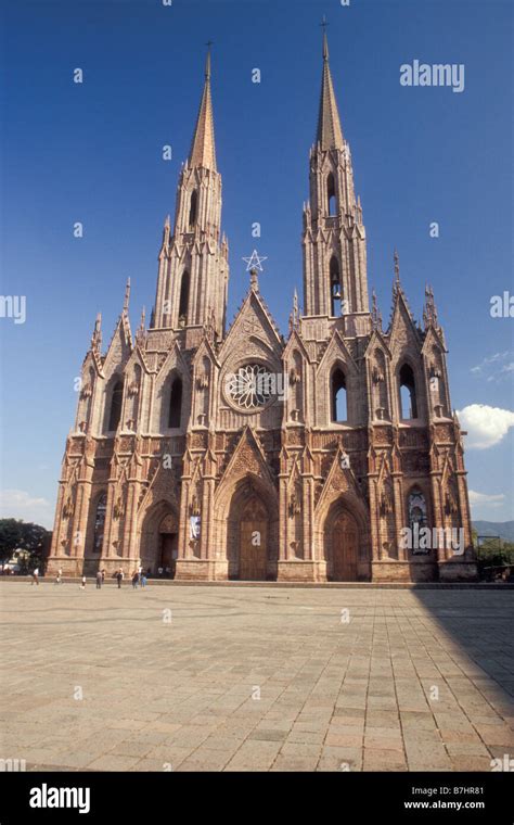 Plaza and Our Lady of Guadalupe Cathedral in Zamora Michoacan Mexico ...