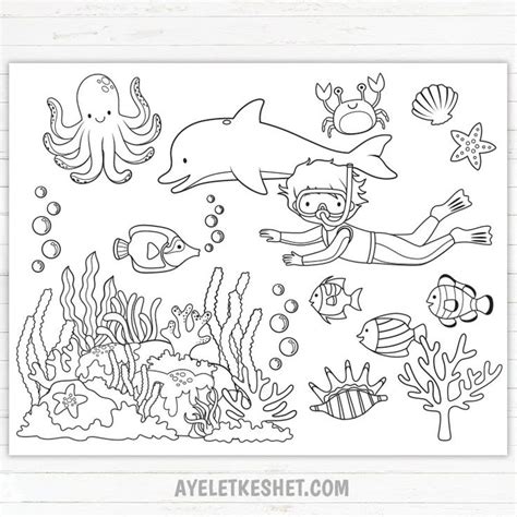 Under the sea coloring pages (free printables) - Ayelet Keshet | Ocean coloring pages, Free ...