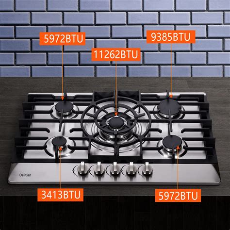 Snapklik.com : 30 Inch Gas Cooktop DT5708 Stainless Steel 5 Burner Gas ...