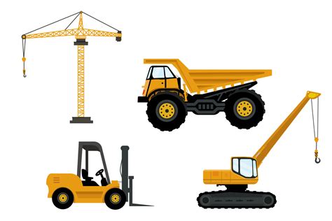 Huge collection of construction equipment. Set of commercial vehicles ...