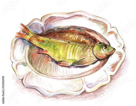 "fried fish, drawing, watercolor, pencil," Stock photo and royalty-free images on Fotolia.com ...