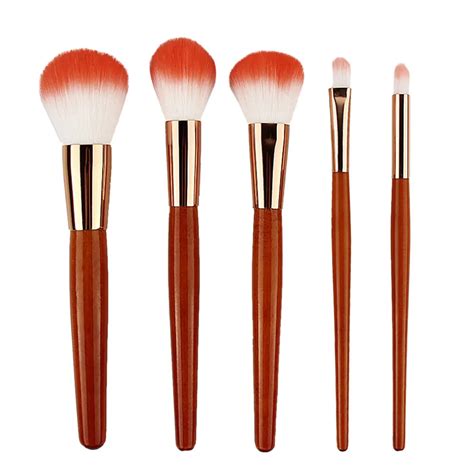 5pcs/set Imitation Mahogany Handle makeup brushes Eyeshadow make up brushes Red wooden handle ...