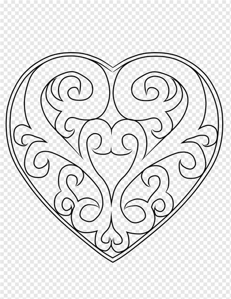 Heart Filigree Line art Drawing, FILIGREE, angle, monochrome, symmetry ...