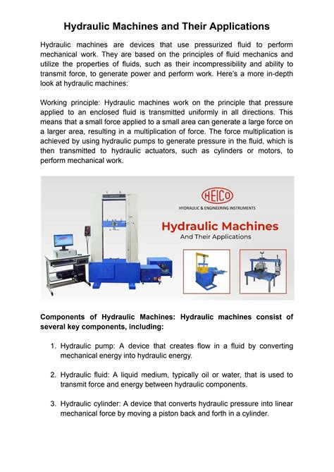 Hydraulic Machines and Their Applications by HYDRAULIC & ENGINEERING ...