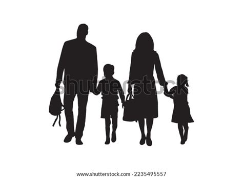 Small Family Silhouette Vector Isolated On Stock Vector (Royalty Free ...