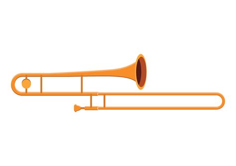 Golden trombone vector design. Trombone flat style vector illustration isolated on white ...
