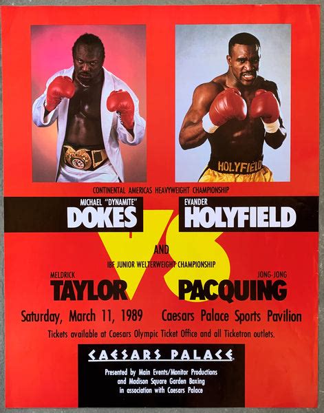 HOLYFIELD, EVANDER-MICHAEL DOKES ON SITE POSTER (1989) – JO Sports Inc.