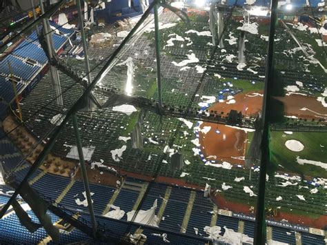 Hurricane Milton damages the roof of the Tampa Bay Rays' stadium