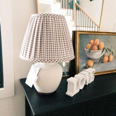 Ceramic Table Lamp With Gingham Print Pleated Shade White - Threshold ...