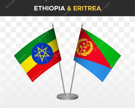 Premium Vector | Ethiopia vs eritrea desk flags mockup isolated 3d vector illustration table flags