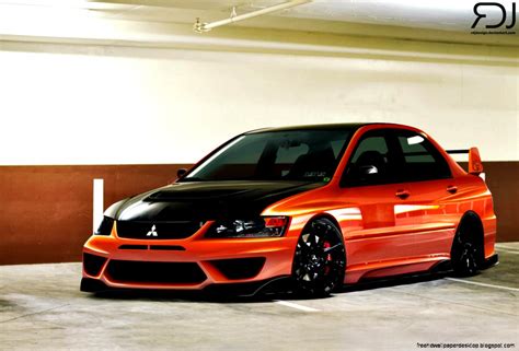 Orange Mitsubishi Lancer Evolution Ix Evo Tuning Photo Hd Wallpaper | Free High Definition ...