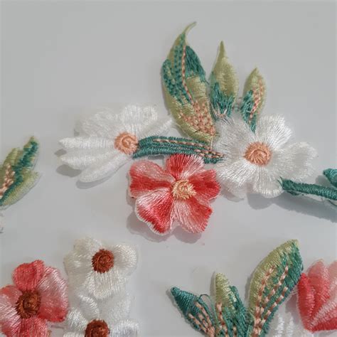 Moks431p 6 Pieces Set Pink Flowers Embroidered Patches - Etsy