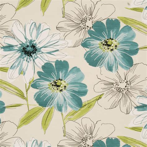 Isabella Teal Floral Curtain Fabric | Free UK Delivery | Terrys Fabrics