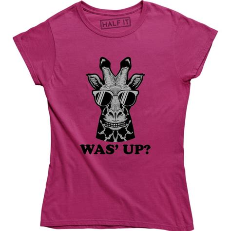 Half It - Ladies Was' Up Giraffe Cute Graphic Funny Wildlife Animal Women T-Shirt - Walmart.com ...