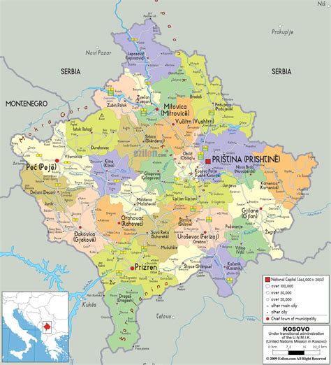 Political Map of Kosovo - Ezilon Maps