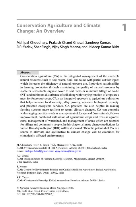 (PDF) Conservation Agriculture and Climate Change: An Overview