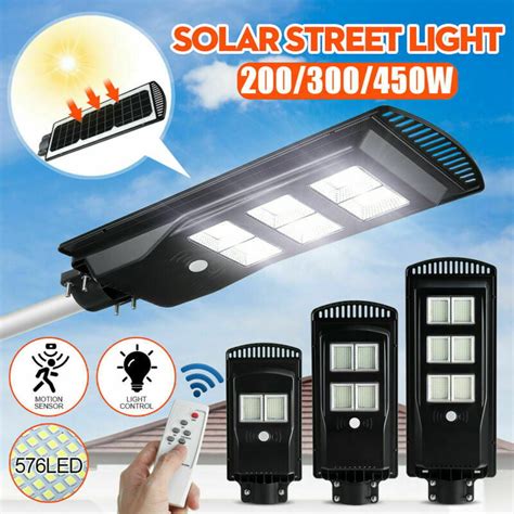 450W 576 LED Wall Street Light Solar Panel Outdoor Garden Lamp+Remote ...