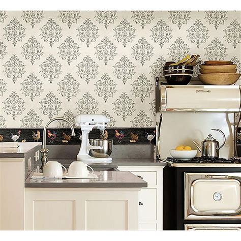 Chesapeake Arronsburg Ivory Damask Ivory Wallpaper Sample-CTR64131SAM - The Home Depot | Kitchen ...