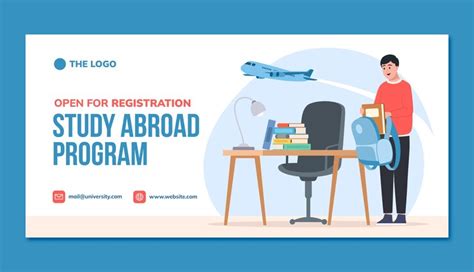 Free Vector | Study abroad horizontal banner