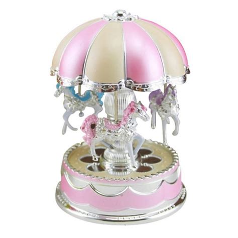 Merry-Go-Round Carousel Music Box Toy Swivel Glowing Carousel Horse ...