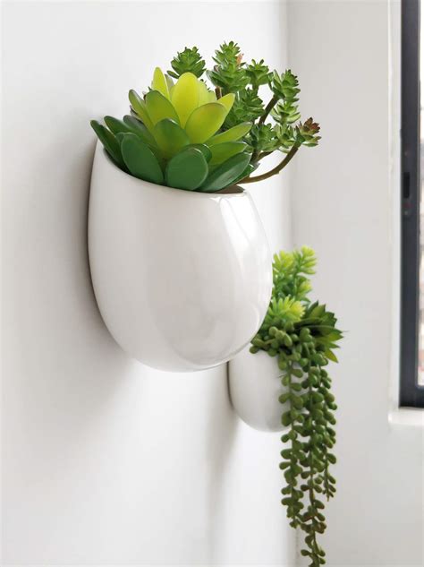 Mkono Wall Planter with Artificial Plants, Decorative Potted Fake Succulents Picks Assorted Faux ...