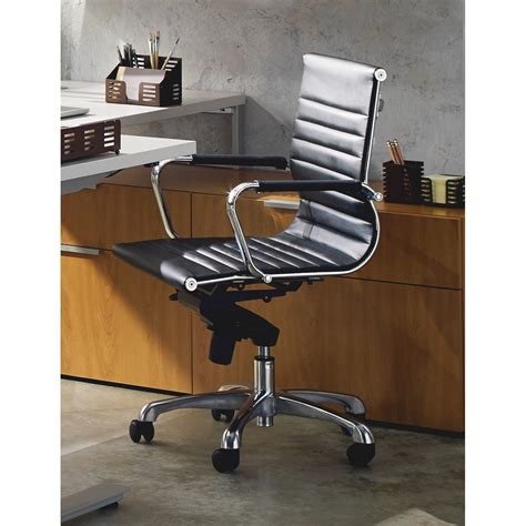 Lorell Modern Chair Series Mid-back Leather Chair - Management/Mid-Back ...