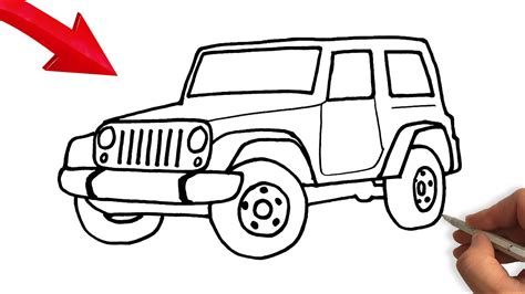 How to Draw a Jeep Easy Step by Step - How to draw a car easy - YouTube