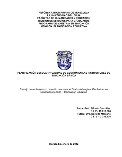 república bolivariana de venezuela la universidad del zulia ... - inicio