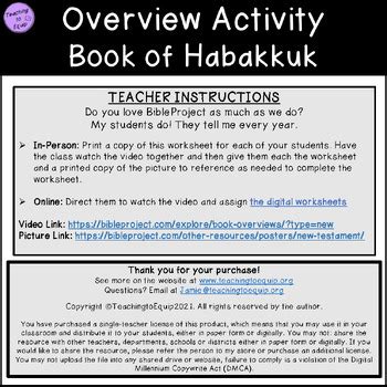 The Book of Habakkuk Summary by Teaching to Equip | TpT