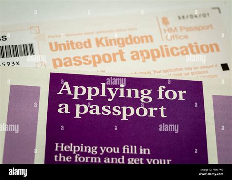 Passport application form for a passport of the United Kingdom of Great ...