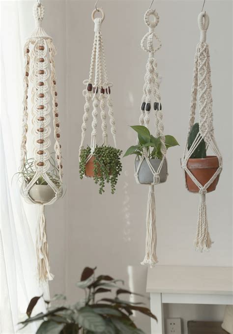 Beaded macrame plant hangers Hanging wall planters indoor | Etsy