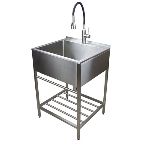 Transolid 25 in. x 22 in. Farmhouse Laundry Sink with Wash Stand in Brushed Satin - Walmart.com ...