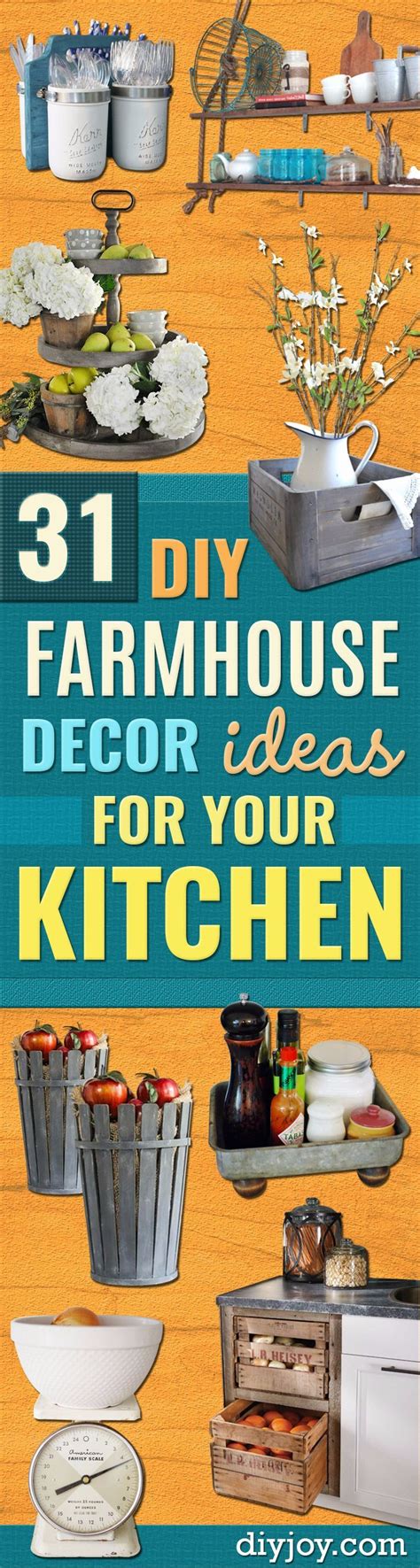 31 DIY Farmhouse Decor Ideas For The Kitchen | Farmhouse kitchen decor, Farmhouse style ...