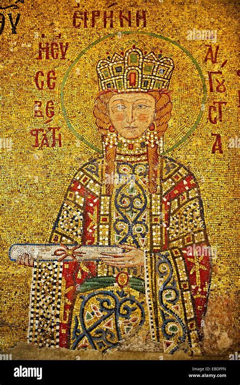 12th Century Byzantine mosaic of Empress Irene Eirene making an Stock Photo, Royalty Free Image ...