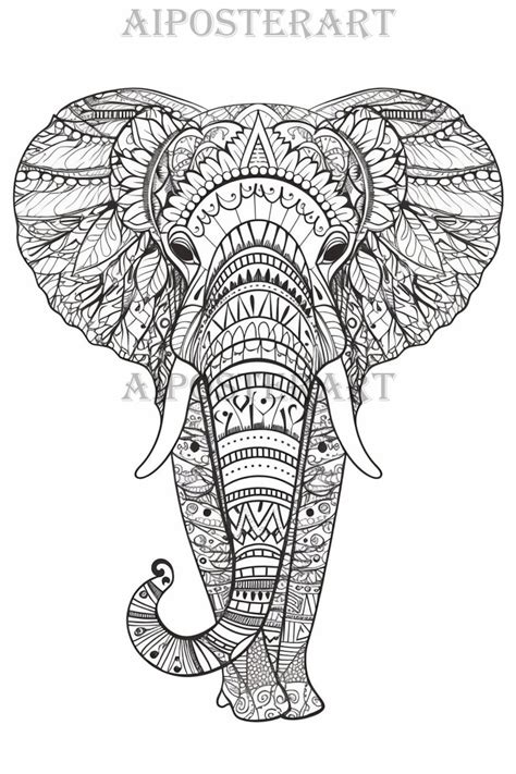 Mandala Style Elephant Coloring Page for Adults Printable Coloring ...