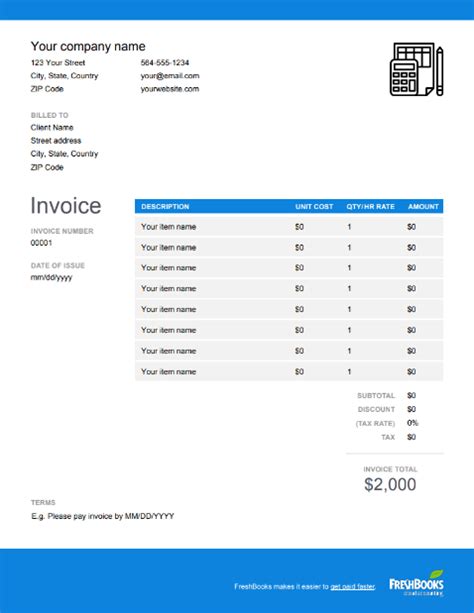 Accounting Invoice Template | Get Free Templates | FreshBooks