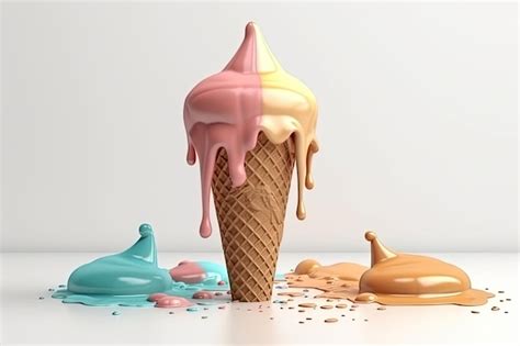 Premium AI Image | An ice cream cone with a pink and blue ice cream ...