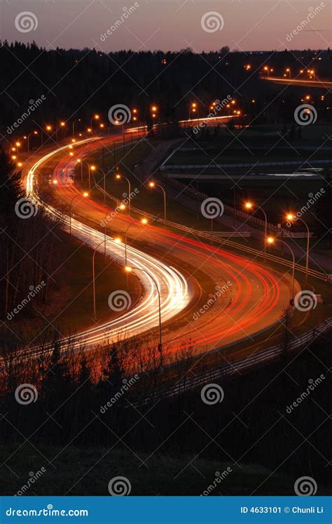 Road night view stock image. Image of shape, freeway, lights - 4633101